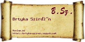 Brtyka Szirén névjegykártya